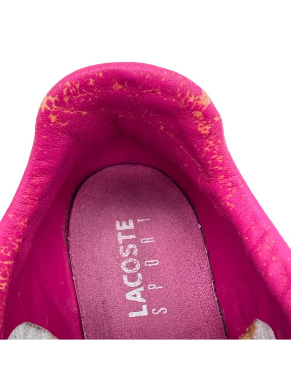 Vintage Lacoste Sport Zanta 53Z Womens Tennis Shoes Size 11 White Pink Leather - Picture 11 of 16